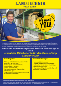 Mitarbeiter/in Online-Shop Landtechnik Villach